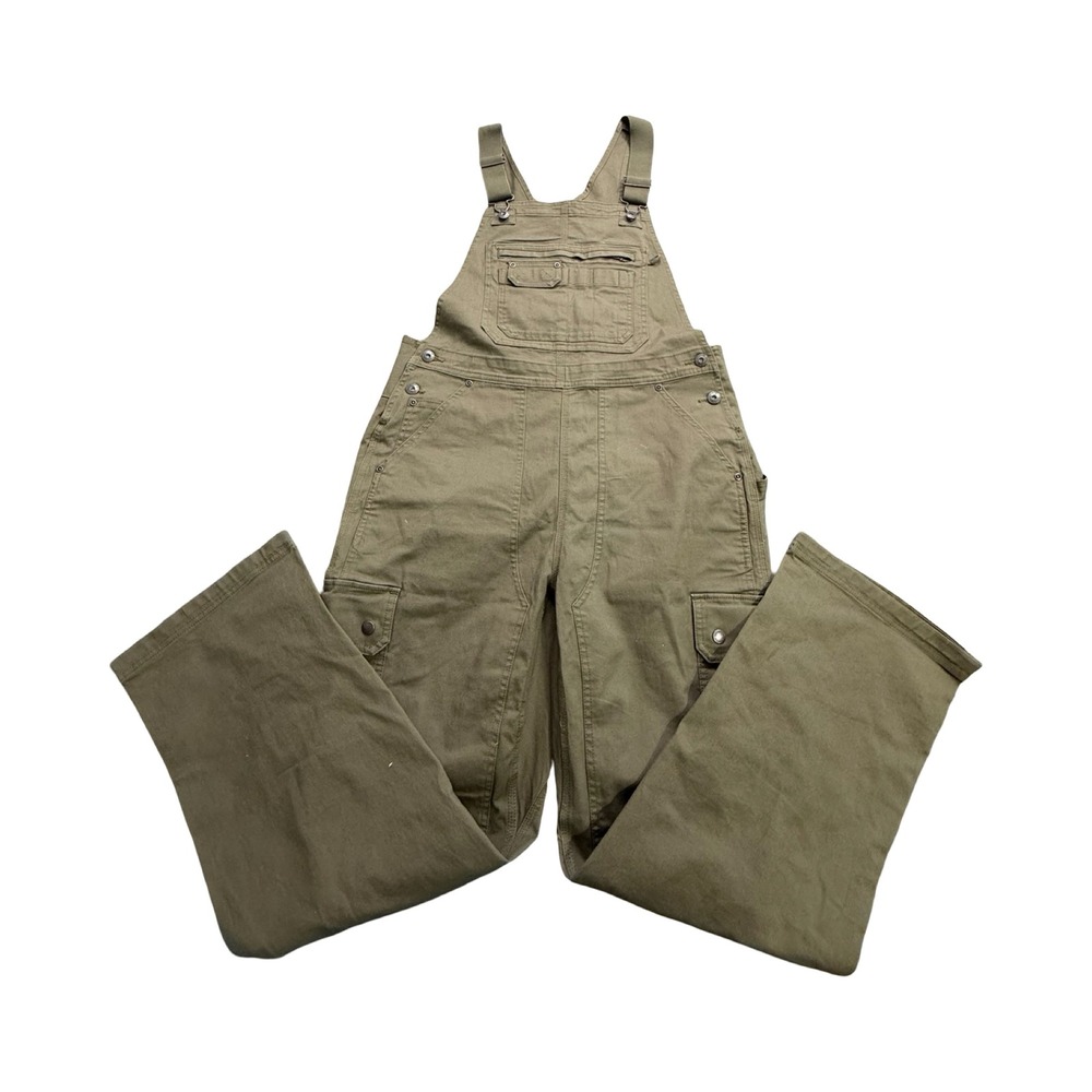 Duluth Trading Co Overalls Womens M Olive Green Cotton Canvas Cargo Workwear